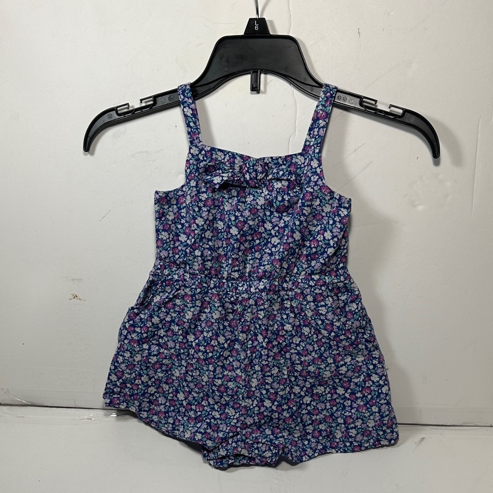 Janie and Jack Girls Floral Blue Romper for Kids 12 to 18 months